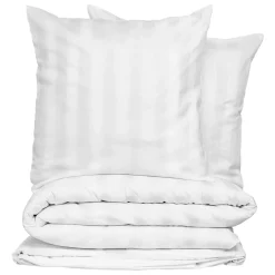 Housse de couette et deux taies satin de coton (260 x 240 cm) Isadora Blanche