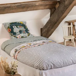 Housse de couette et deux taies enfant coton (240 x 220 cm) Jardinage Multicolore