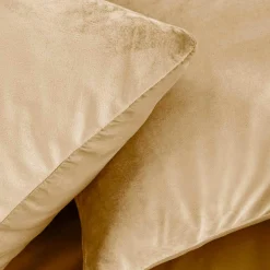Housse de couette et deux taies d'oreiller velours (240 x 220 cm) Velina Beige sable