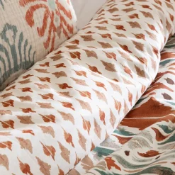 Housse de couette et deux taies coton (240 x 220 cm) Ikat Multicolore