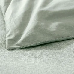 Housse de couette et deux taies d'oreiller coton (260 x 240 cm) Meline Vert sauge