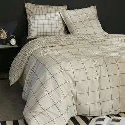 Housse de couette et deux taies coton (200 x 200 cm) Carrie Beige