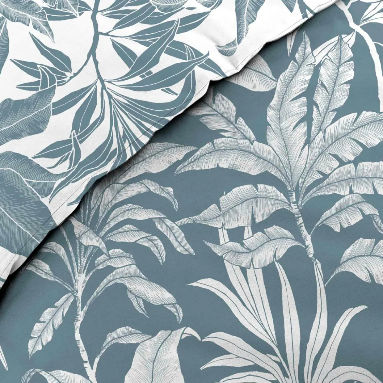 Housse de couette et deux taies d'oreiller en coton (240 x 220 cm) Hera Bleu