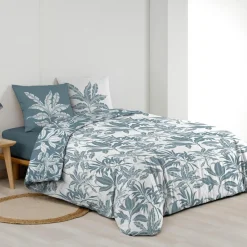 Housse de couette et deux taies d'oreiller en coton (240 x 220 cm) Hera Bleu