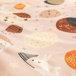 Housse de couette et deux taies enfant coton (240 x 220 cm) Sky Dream Rose