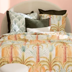 Housse de couette et deux taies percale de coton (240 x 220 cm) Janice Multicolore