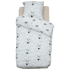Housse de couette et une taie enfant coton (140 x 200 cm) Panda Noire