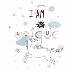 Housse de couette et une taie enfant coton (140 x 200 cm) Licorne Rose