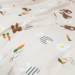 Housse de couette et une taie enfant coton (140 x 200 cm) Pompon Marron