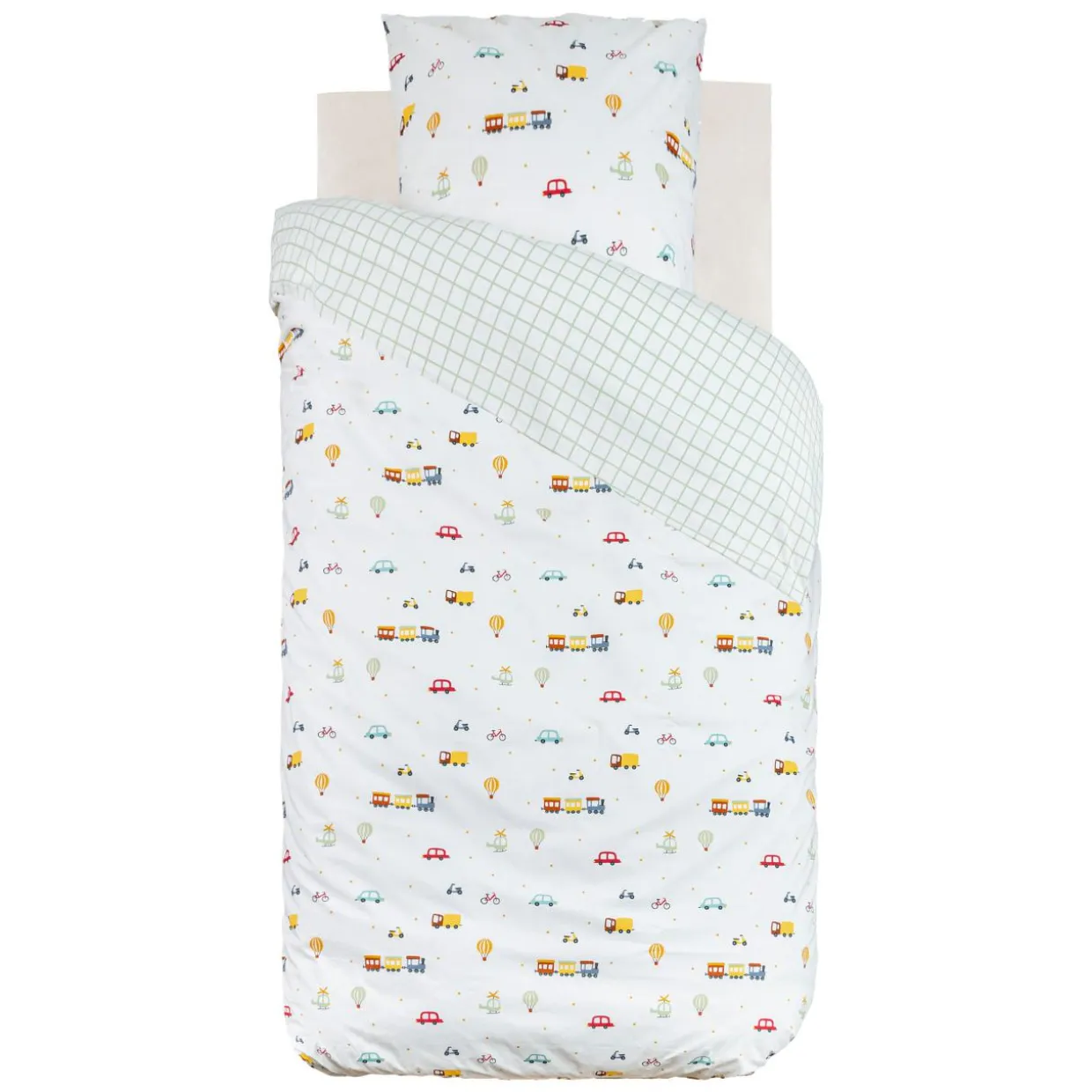 Housse de couette et une taie enfant coton (140 x 200 cm) Voitures Multicolore