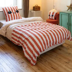 Housse de couette et une taie enfant coton (140 x 200 cm) Fresh popcorn Rouge