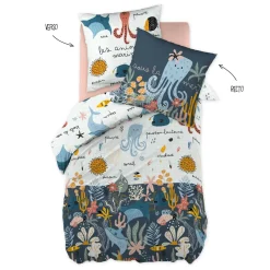 Housse de couette et une taie enfant coton (140 x 200 cm) Octopia Multicolore