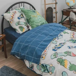 Housse de couette et une taie enfant coton (140 x 200 cm) California Bleu