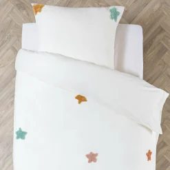Housse de couette et une taie enfant coton (140 x 200 cm) Etoile Multicolore