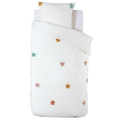 Housse de couette et une taie enfant coton (140 x 200 cm) Etoile Multicolore