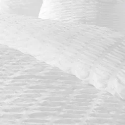 Housse de couette et une taie d'oreiller microfibre (140 x 200 cm) Plissia Blanc