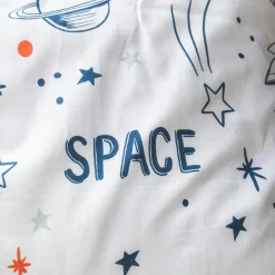 Housse de couette et une taie enfant coton (140 x 200 cm) Galaxie Blanche