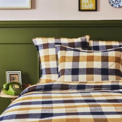 Housse de couette flanelle de coton (260 x 240 cm) Nina carreaux Multicolore