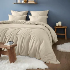 Housse de couette flanelle de coton (240 x 220 cm) Nina Beige