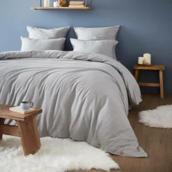 Housse de couette flanelle de coton (280 x 240 cm) Nina Gris clair