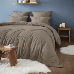 Housse de couette flanelle de coton (260 x 240 cm) Nina Ficelle