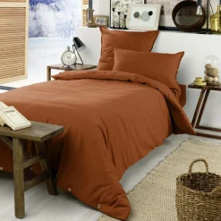 Housse de couette flanelle de coton (140 x 200 cm) Nina Terracotta