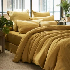 Housse de couette gaze de coton (240 x 220 cm) Gaïa Jaune safran