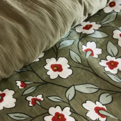 Housse de couette gaze de coton (260 x 240 cm) Gaïa marguerite Vert romarin