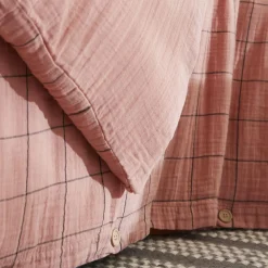 Housse de couette gaze de coton (240 x 220 cm) Gaïa Match Rose pêche