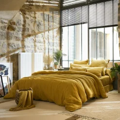 Housse de couette gaze de coton (200 x 200 cm) Gaïa Jaune safran