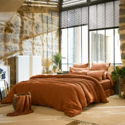 Housse de couette gaze de coton (200 x 200 cm) Gaïa Abricot