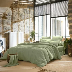 Housse de couette gaze de coton (200 x 200 cm) Gaïa Vert tilleul