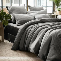 Housse de couette gaze de coton (280 x 240 cm) Gaïa Gris granit