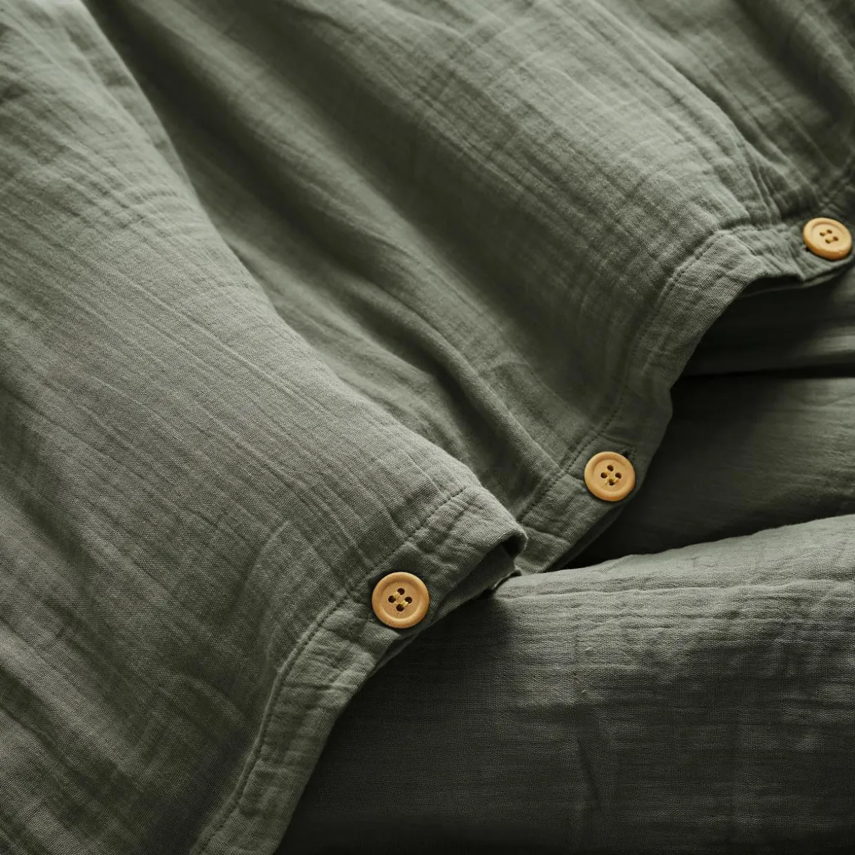 Housse de couette gaze de coton (240 x 220 cm) Gaïa Vert romarin