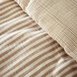 Housse de couette gaze de coton (240 x 220 cm) Gaïa rayures Ficelle
