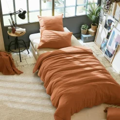 Housse de couette gaze de coton (140 x 200 cm) Gaïa Abricot