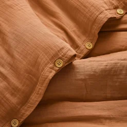 Housse de couette gaze de coton (140 x 200 cm) Gaïa Abricot