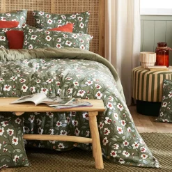 Housse de couette gaze de coton (140 x 200 cm) Gaïa marguerite Vert romarin