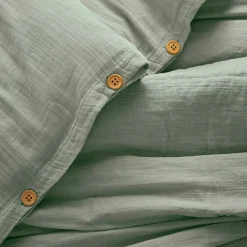 Housse de couette gaze de coton (280 x 240 cm) Gaïa Vert eucalyptus