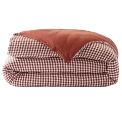 Housse de couette gaze de coton (260 x 240 cm) Gaïa vichy Terracotta