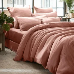 Housse de couette gaze de coton (200 x 200 cm) Gaïa Rose pêche