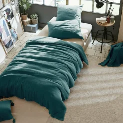 Housse de couette gaze de coton (140 x 200 cm) Gaïa Bleu canard