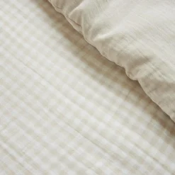 Housse de couette gaze de coton (200 x 200 cm) Gaïa vichy Beige