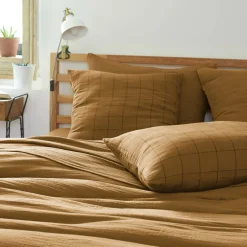 Housse de couette gaze de coton (240 x 220 cm) Gaïa Match Camel