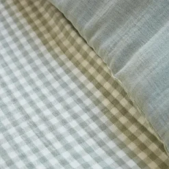 Housse de couette gaze de coton (140 x 200 cm) Gaïa vichy Vert eucalyptus