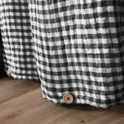 Housse de couette gaze de coton (260 x 240 cm) Gaïa vichy Noir