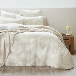 Housse de couette gaze de coton (240 x 220 cm) Gaïa vichy Beige