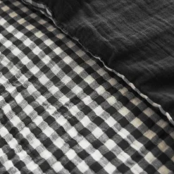 Housse de couette gaze de coton (140 x 200 cm) Gaïa vichy Noir