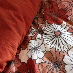 Housse de couette gaze de coton (240 x 220 cm) Gaïa azalée Terracotta