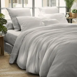 Housse de couette gaze de coton (280 x 240 cm) Gaïa Gris nuage